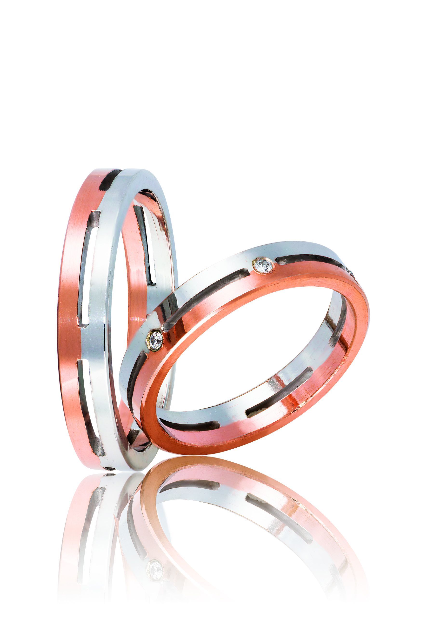 Βέρες γάμου απο λευκόχρυσο & ροζ χρυσό, 4mm (code 5wr)